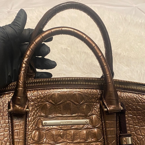 Brahmin Metallic Brown Duxbury Crocodile Satchel - Picture 6 of 11